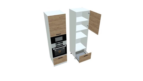 Кухонный шкаф-пенал П7 3, Дуб крафт/Белый в Элисте - изображение