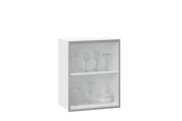 Кухонный шкаф 600, Шервуд, со стеклом правый, ЛД 281.352.000.116, белый/серый в Элисте - предосмотр