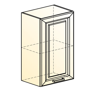 Шкаф навесной Атланта L450 Н720 (1 дв. гл.) эмаль (белый/белый глянец патина золото) в Элисте - предосмотр 1