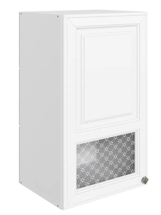 Настенный шкаф Мишель L400 H720 (1 дв. окош.) эмаль (белый/белый) в Элисте - изображение