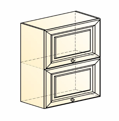 Шкаф на кухню Мишель L600 H720 (2 дв. гл. гориз.) эмаль (белый/белый) в Элисте - изображение 1