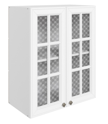 Шкаф навесной Мишель L600 H720 (2 дв. реш.) эмаль (белый/белый) в Элисте - изображение