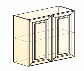 Шкаф на кухню Мишель L800 H720 (2 дв. гл.) эмаль (белый/белый) в Элисте - предосмотр 1