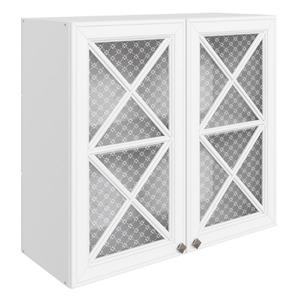 Навесной кухонный шкаф Мишель L800 H720 (2 дв. крест.) эмаль (белый/белый) в Элисте - предосмотр