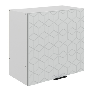 Кухонный навесной шкаф Стоун L600 Н566 (1 дв. гл.) с фрезировкой (белый/лайт грей софттач) в Элисте