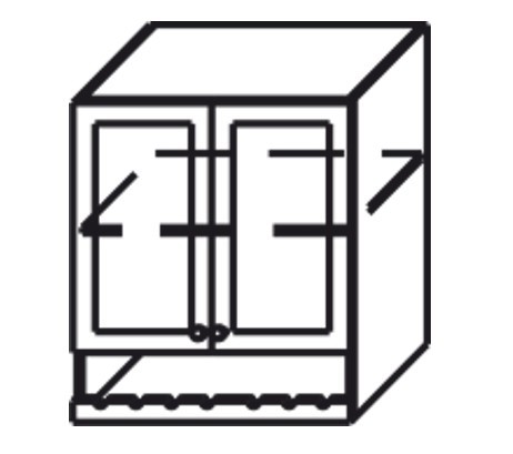 Кухонный шкаф Верона настенный двухдверный с полкой и нишей с планкой 918*600*320 мм, глянец/софт в Элисте - изображение