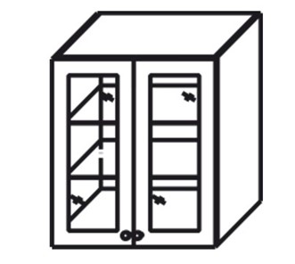 Кухонный шкаф Верона настенный двухдверный с полкой со вставкой из стекла 918*600*320 мм, глянец/софт в Элисте