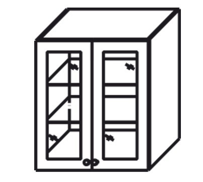 Кухонный шкаф Верона настенный двухдверный с полкой со вставкой из стекла 918*600*320 мм, глянец/софт в Элисте - изображение