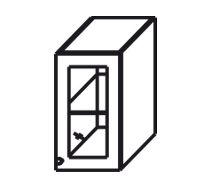 Шкаф на кухню Верона настенный однодверный с полкой со вставкой из стекла 718*450*320 мм, глянец/софт в Элисте - изображение