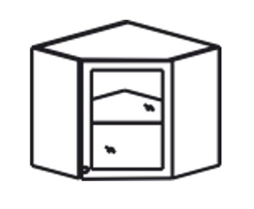 Кухонный шкаф Верона настенный угловой 718*600*600*320 мм со вставкой из стекла, глянец/софт в Элисте