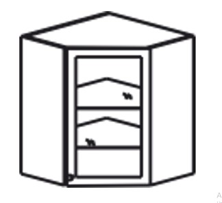 Кухонный шкаф Верона настенный угловой 918*600*600*320 мм со вставкой из стекла, глянец/софт в Элисте