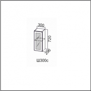 Навесной шкаф Вектор, Ш300с/720, (МДФ, soft touch) в Элисте