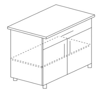 Кухонный шкаф двухдверный с ящиком и полкой Гармония Б11 МДФ премиум, глянец, металик в Элисте