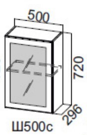 Шкаф настенный Прованс, 500 (со стеклом) Ш500с/720 в Элисте - изображение
