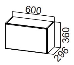 Кухонный навесной шкаф Стайл, ШГ600/360 горизонтальный, МДФ в Элисте - предосмотр