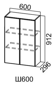 Навесной шкаф Грейвуд, Ш600/912, арктик в Элисте - предосмотр
