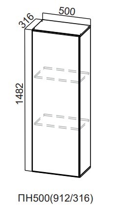 Настенный шкаф-пенал Модерн New, ПН500(912/316), МДФ в Элисте - изображение