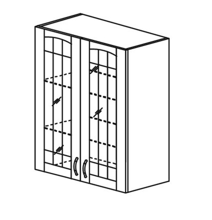 Шкаф кухонный Кантри настенный двухдверный с полкой со вставкой из стекла 918*600*320 в Элисте - изображение