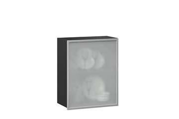 Шкаф кухонный 600, Шервуд, со стеклом правый ЛД 281.352.000.028, серый/черный в Элисте - предосмотр