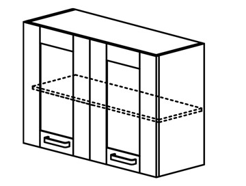 Шкаф кухонный Квадро настенный двухдверный с полкой со вставкой из стекла 718*600*320мм в Элисте