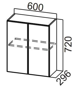 Шкаф навесной на кухню Стайл, Ш600/720, МДФ в Элисте - изображение