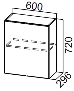 Распашной кухонный шкаф Стайл, Ш600/720(1ств), МДФ в Элисте - предосмотр