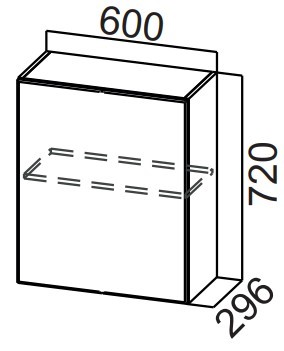 Распашной кухонный шкаф Стайл, Ш600/720(1ств), МДФ в Элисте - изображение
