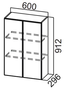Распашной кухонный шкаф Стайл, Ш600/912, МДФ в Элисте - предосмотр