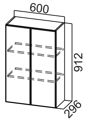 Распашной кухонный шкаф Стайл, Ш600/912, МДФ в Элисте - изображение