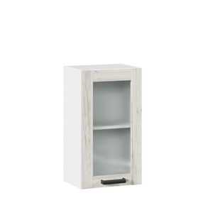 Кухонный навесной шкаф 400 со стеклом Винченца ЛД 234.320.000.028, Белый/Дуб Крафт белый в Элисте