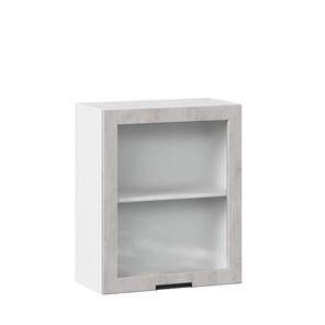 Навесной кухонный шкаф 600 со стеклом Джамис ЛД 296.350.000.021, Белый/Белый камень в Элисте - предосмотр