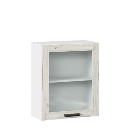 Шкаф на кухню 600 со стеклом Винченца ЛД 234.350.000.031, Белый/Дуб Крафт белый в Элисте - изображение