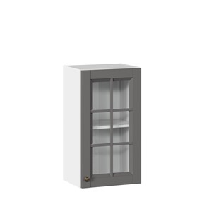Кухонный навесной шкаф Амели-3 400 со стеклом ЛД 299.320.000.024, Белый/Оникс серый в Элисте