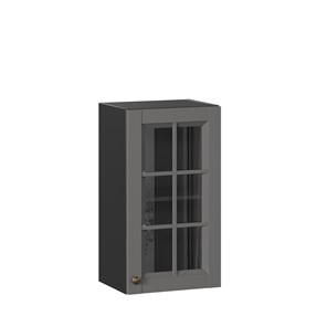 Шкаф настенный Амели-3 400 со стеклом ЛД 299.320.000.026, Черный/Оникс серый в Элисте - предосмотр