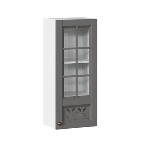Шкаф на кухню Амели-3 400 высокий со стеклом ЛД 299.420.000.040, Белый/Оникс серый в Элисте