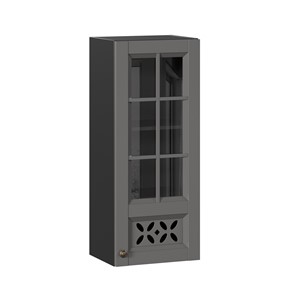 Настенный шкаф Амели-3 400 высокий со стеклом ЛД 299.420.000.042, Черный/Оникс серый в Элисте - предосмотр