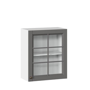 Шкаф на кухню Амели-3 600 со стеклом ЛД 299.350.000.030, Белый/Оникс серый в Элисте