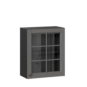 Шкаф настенный Амели-3 600 со стеклом ЛД 299.350.000.032, Черный/Оникс серый в Элисте
