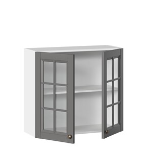Шкаф настенный Амели-3 800 со стеклом ЛД 299.360.000.034, Белый/Оникс серый в Элисте - предосмотр 1