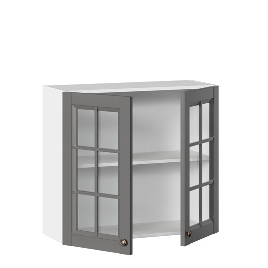 Шкаф настенный Амели-3 800 со стеклом ЛД 299.360.000.034, Белый/Оникс серый в Элисте - изображение 1