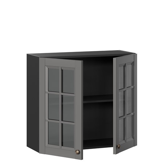 Шкаф на кухню Амели-3 800 со стеклом ЛД 299.360.000.036, Черный/Оникс серый в Элисте - изображение 1