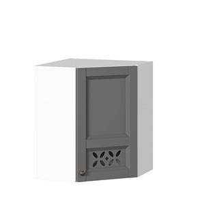 Навесной кухонный шкаф Амели-3 угловой 600 ЛД 299.610.000.055, Белый/Оникс серый в Элисте - предосмотр