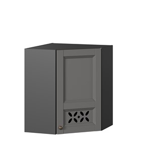 Шкаф навесной Амели-3 угловой 600 ЛД 299.610.000.056, Черный/Оникс серый в Элисте
