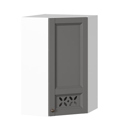 Настенный шкаф Амели-3 угловой 600 высокий ЛД 299.620.000.057, Белый/Оникс серый в Элисте - изображение