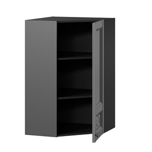 Кухонный навесной шкаф Амели-3 угловой 600 высокий ЛД 299.620.000.058, Черный/Оникс серый в Элисте - предосмотр 1