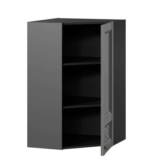 Кухонный навесной шкаф Амели-3 угловой 600 высокий ЛД 299.620.000.058, Черный/Оникс серый в Элисте - изображение 1