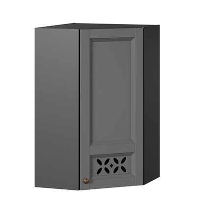 Кухонный навесной шкаф Амели-3 угловой 600 высокий ЛД 299.620.000.058, Черный/Оникс серый в Элисте - изображение