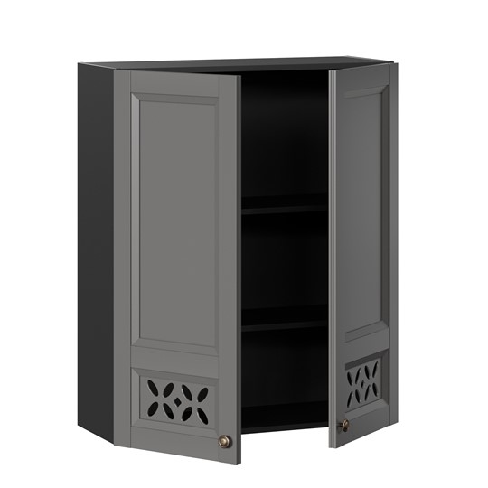 Настенный шкаф Амели-3 высокий 800 ЛД 299.460.000.051, Черный/Оникс серый в Элисте - изображение 1