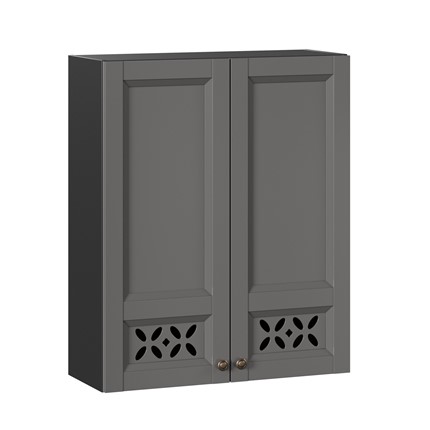 Настенный шкаф Амели-3 высокий 800 ЛД 299.460.000.051, Черный/Оникс серый в Элисте - изображение