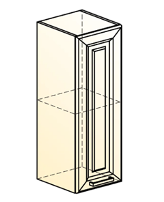 Шкаф настенный Атланта L200 H720 (1 дв. гл.) эмаль (белый/белый глянец патина золото) в Элисте - предосмотр 1